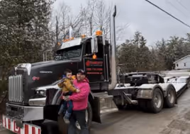 Transport truck on road