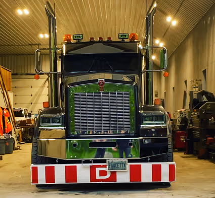 Front view of transport truck